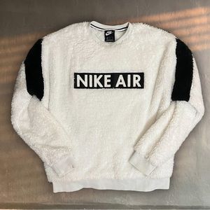 🤍 NIKE AIR sherpa crewneck pullover fuzzy sweater 🤍 cozy y2k 90s vintage style